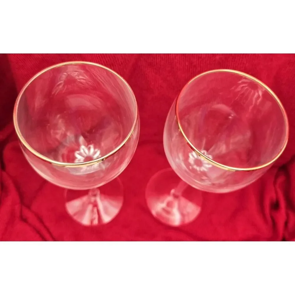 Vintage Drinkware Blown Glass Elegant Swirl Stem Gold Lenox Wine Glasses